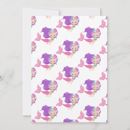 Mermaid Pink Paars Birthday Party Dank je Kaart (Achterkant)