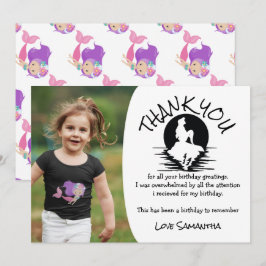 Mermaid Pink Paars Birthday Party Dank je Kaart