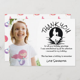 Mermaid Pink Paars Birthday Party Hartelijk dank Kaart