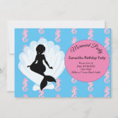 Mermaid Pink Paars Birthday Party Invitation Kaart (Voorkant)