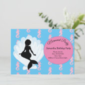 Mermaid Pink Paars Birthday Party Invitation Kaart (Staand voorkant)