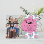 Mermaid Pink Paars Birthday Party Invitation Kaart (Staand voorkant)