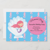 Mermaid Pink Paars Birthday Party Invitation Kaart (Voorkant)