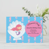 Mermaid Pink Paars Birthday Party Invitation Kaart (Staand voorkant)
