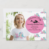 Mermaid Pink Paars Birthday Party Invitation Kaart (Voorkant)