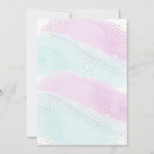 Mermaid Pink Paars Gold Waterverf Birthday Kaart (Achterkant)