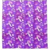 Mermaid Pink Paars Ocean Fish Crab Patroon Douchegordijn (Voorkant)