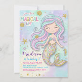 Mermaid Pink Purple Birthday Kaart (Voorkant)