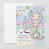 Mermaid Pink Purple Birthday Kaart (Voorkant / Achterkant)