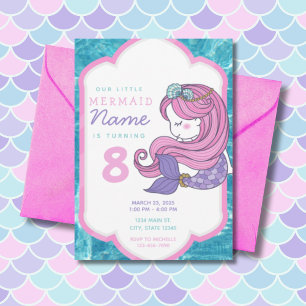 Mermaid Pink Purples Verjaardag van het meisje Kaart