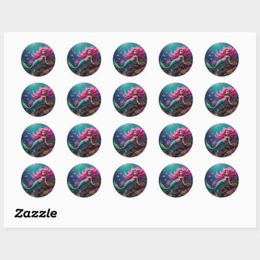 Mermaid Pink Ronde Sticker (Vel)
