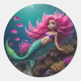 Mermaid Pink Ronde Sticker