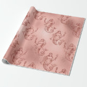 Mermaid Pink Rose Gold Pink Princess Glitter Cadeaupapier (Uitgerold)