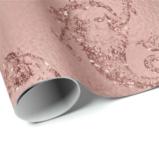 Mermaid Pink Rose Gold Pink Princess Glitter Cadeaupapier (Rol Hoek)