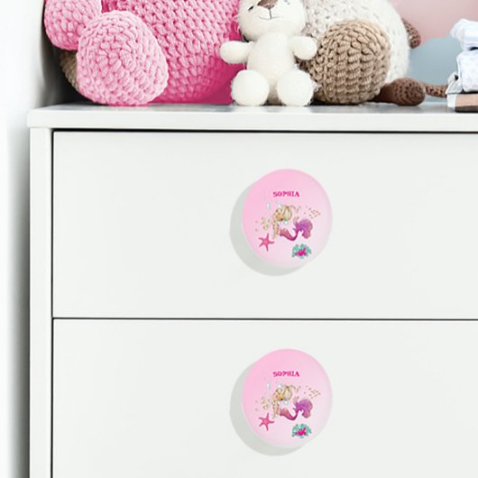 Mermaid Pink Starfish Nursery Decor Keramische Knop