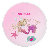 Mermaid Pink Starfish Nursery Decor Keramische Knop (Voorkant)