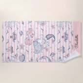 Mermaid Pink Stripe Beach Towel Strandlaken (Voorkant)