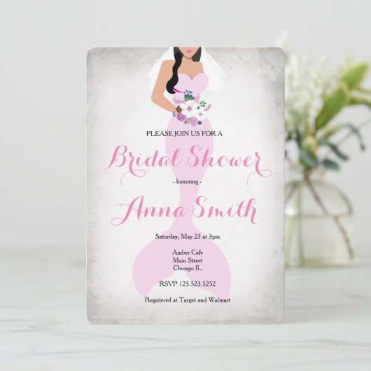 Mermaid Pink vrijgezellenfeest nodigt roze uit Kaart (Staand voorkant)