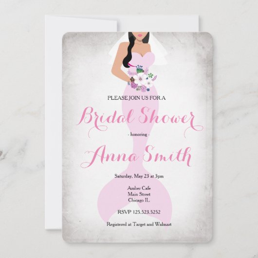 Mermaid Pink  vrijgezellenfeest nodigt roze uit Kaart (Voorkant)