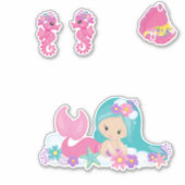 Mermaid Pink Zee vrienden Sticker (Voorkant)