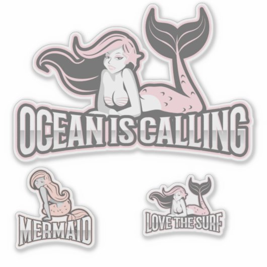 Mermaid Pink Zee vrienden Sticker (Voorkant)