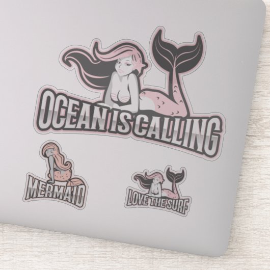 Mermaid Pink Zee vrienden Sticker (Detail)