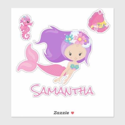 Mermaid Pink Zee vrienden Sticker (Vel)