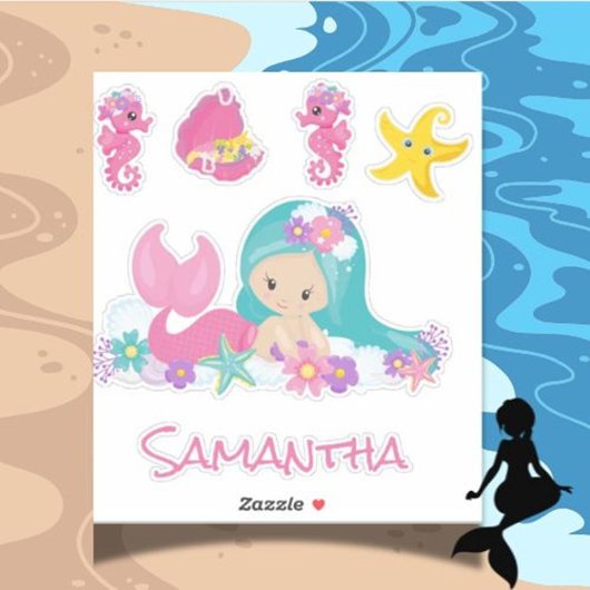 Mermaid Pink Zee vrienden Sticker