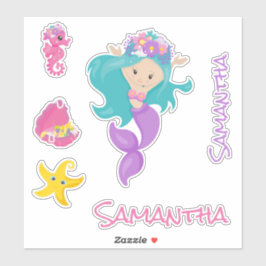 Mermaid Pink Zee vrienden Sticker