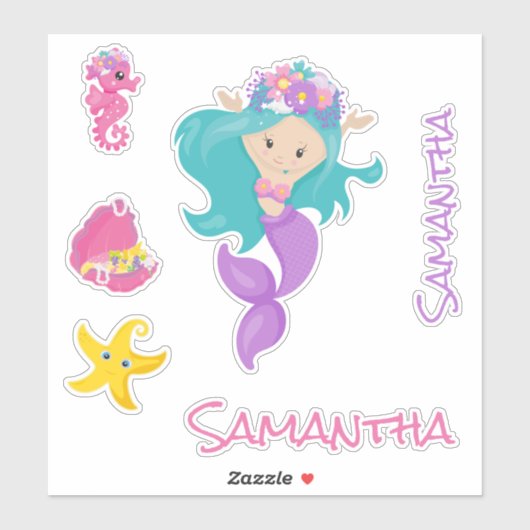 Mermaid Pink Zee vrienden Sticker (Vel)