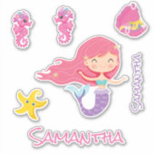 Mermaid Pink Zee vrienden Sticker (Voorkant)