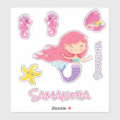 Mermaid Pink Zee vrienden Sticker (Vel)