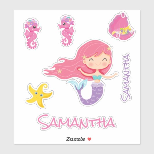 Mermaid Pink Zee vrienden Sticker (Vel)