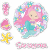 Mermaid Pink Zee vrienden Sticker (Voorkant)