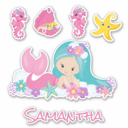 Mermaid Pink Zee vrienden Sticker (Voorkant)