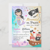 Mermaid Pirate Birthday Invitation Siblings Party Kaart (Voorkant)