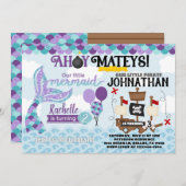 Mermaid Pirate Birthday Party Invitation Kaart (Voorkant / Achterkant)