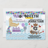 Mermaid Pirate Birthday Party Invitation Kaart (Voorkant)