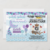 Mermaid Pirate Birthday Party Invitation Kaart (Voorkant)