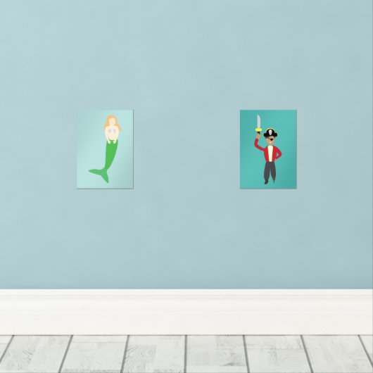 Mermaid & Pirate Muurkunst Sets (Houten vloer)