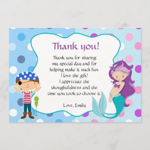 Mermaid Pirate onder Zee - Hartelijk dank Bedankkaart