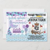 Mermaid Pirate verjaardagsfeestje uitnodiging (Voorkant)