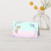 Mermaid Place Card Mermaid Tafelnummer Roze Goud Plaatskaartje (Voorkant)