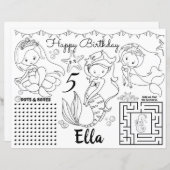 Mermaid Placemats, Mermaid activity Colour sheet (Voorkant / Achterkant)