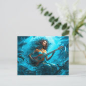 Mermaid Playing Guitar Underwater Fantasy Painting Briefkaart (Staand voorkant)