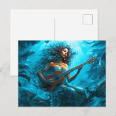 Mermaid Playing Guitar Underwater Fantasy Painting Briefkaart (Voorkant / Achterkant)