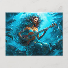 Mermaid Playing Guitar Underwater Fantasy Painting Briefkaart