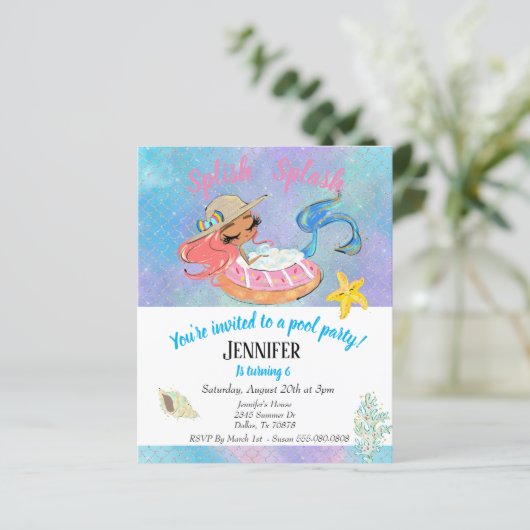 Mermaid Pool Birthday Party Budget Rainbow (Staand voorkant)
