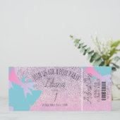 Mermaid Pool Faux Glitter Birthday Ticket Party Kaart (Staand voorkant)