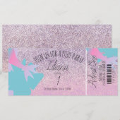 Mermaid Pool Faux Glitter Birthday Ticket Party Kaart (Voorkant / Achterkant)